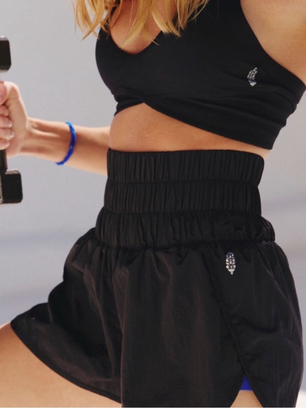 Free people movement the way home black running shorts size large wide waistband